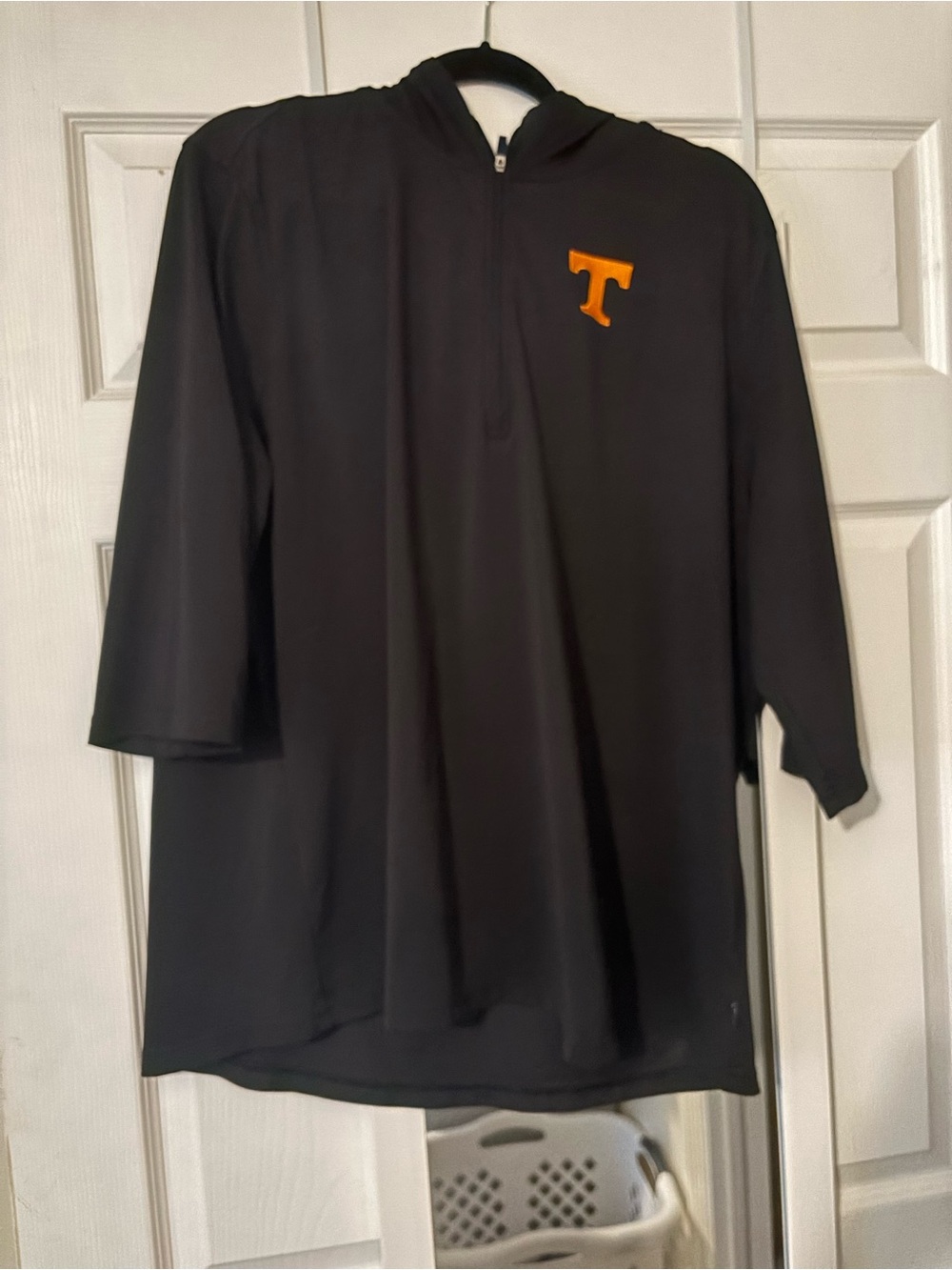 Cutter & Buck Black Hooded Pullover with Orange 'T' Chest Logo